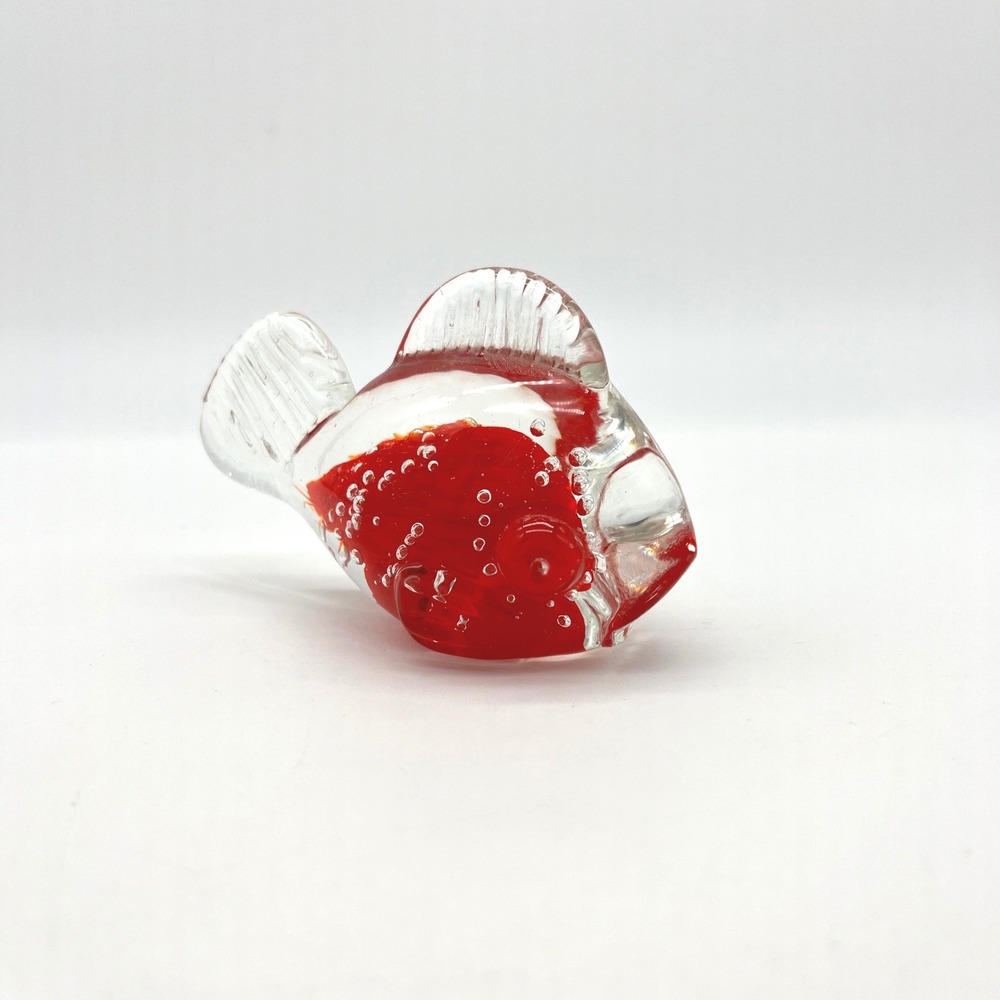 Red Glass Fish Figurine Paperweight Art Glass Blown Glass Nautical Decor‎